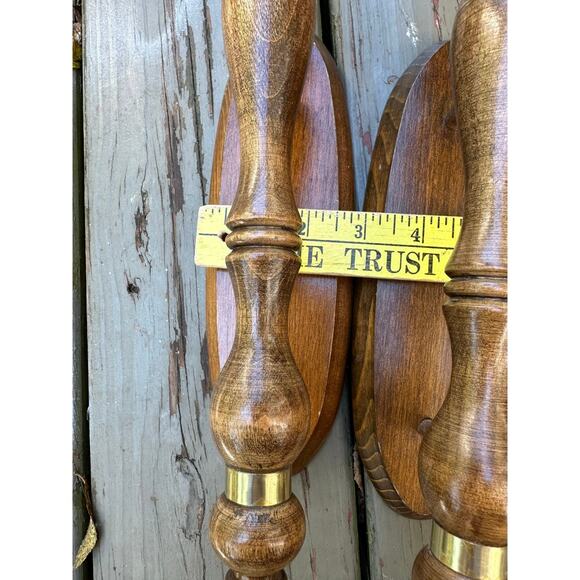 Vintage Mirrored Candle Sconces candleholders set of three wood wooden retro - Picture 11 of 16